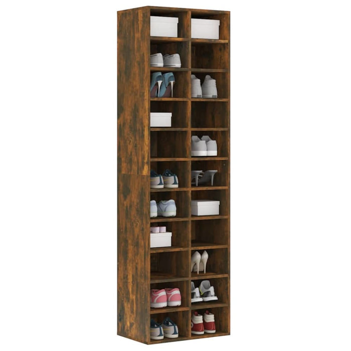 Shoe Cabinet Smoked Oak 54x34x183 Cm Engineered Wood Noptbb