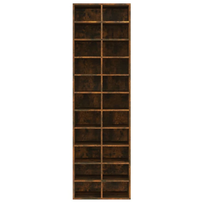 Shoe Cabinet Smoked Oak 54x34x183 Cm Engineered Wood Noptbb