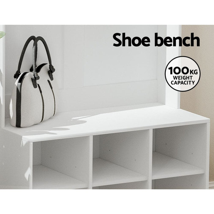 Shoe Cabinet Storage Rack Bench Hall Tree Coat White 180cm