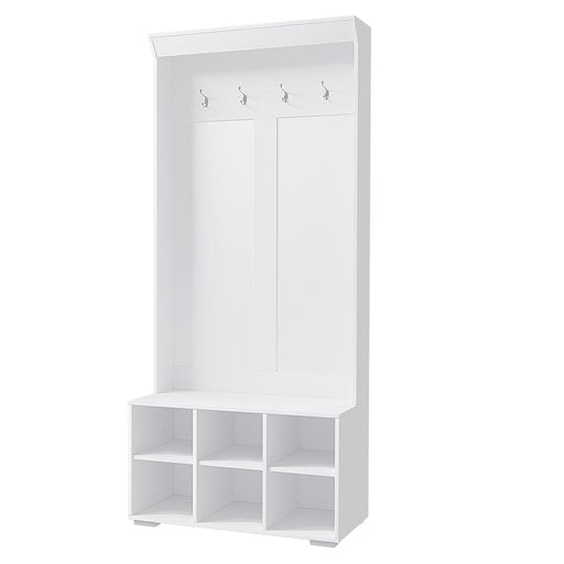 Shoe Cabinet Storage Rack Bench Hall Tree Coat White 180cm