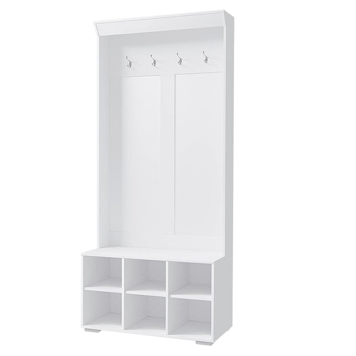 Shoe Cabinet Storage Rack Bench Hall Tree Coat White 180cm