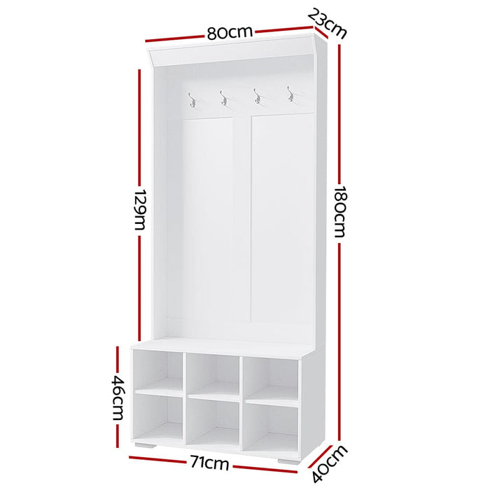 Shoe Cabinet Storage Rack Bench Hall Tree Coat White 180cm