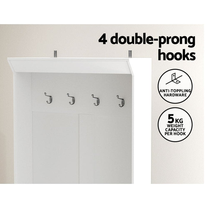 Shoe Cabinet Storage Rack Bench Hall Tree Coat White 180cm