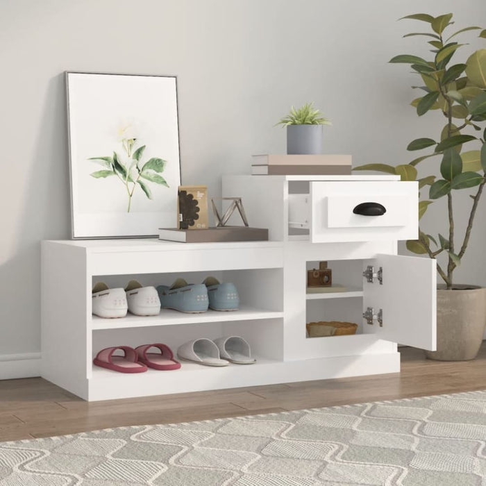 Shoe Cabinet White 100x42x60 Cm Engineered Wood Nolaol