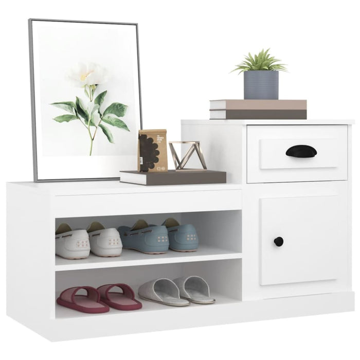 Shoe Cabinet White 100x42x60 Cm Engineered Wood Nolaol