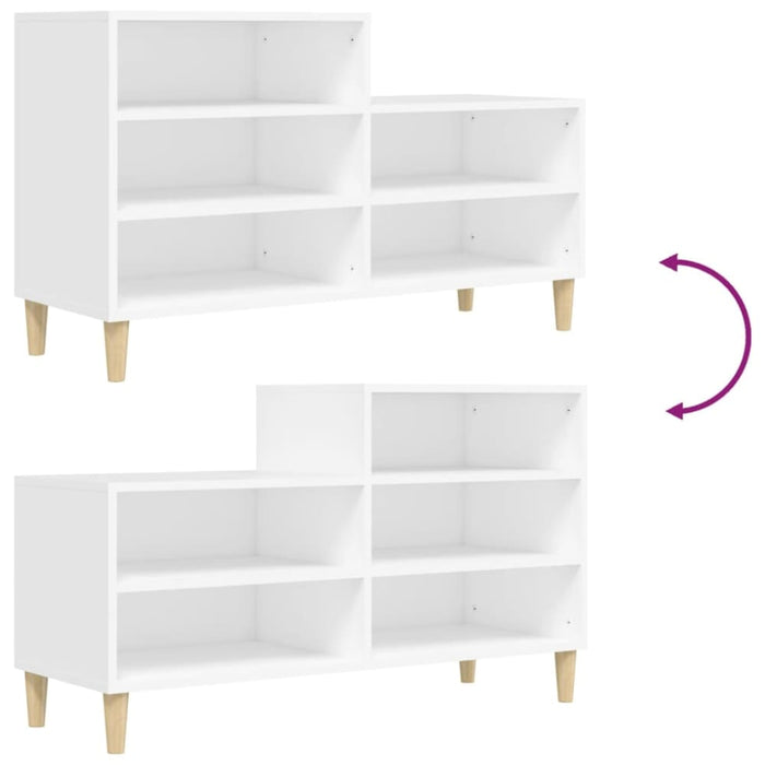 Shoe Cabinet White 102x36x60 Cm Engineered Wood Nokixa