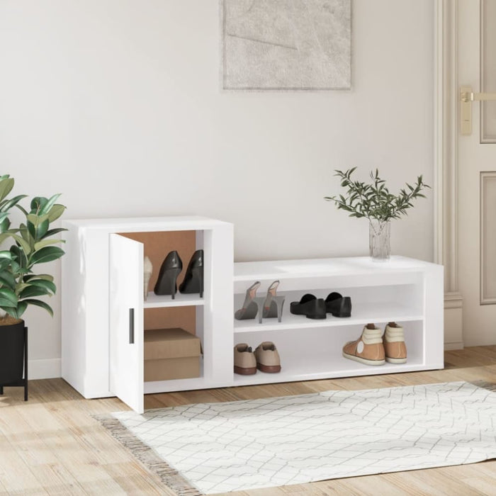 Shoe Cabinet White 130x35x54 Cm Engineered Wood Noliaa