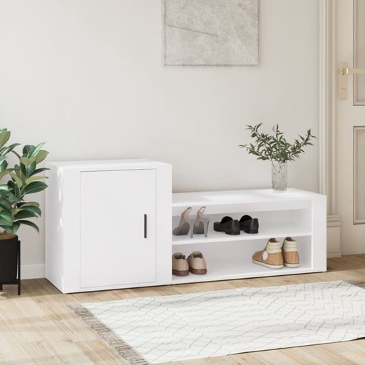 Shoe Cabinet White 130x35x54 Cm Engineered Wood Noliaa