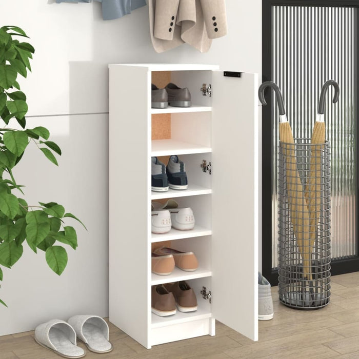 Shoe Cabinet White 30x35x100 Cm Engineered Wood Nooatb