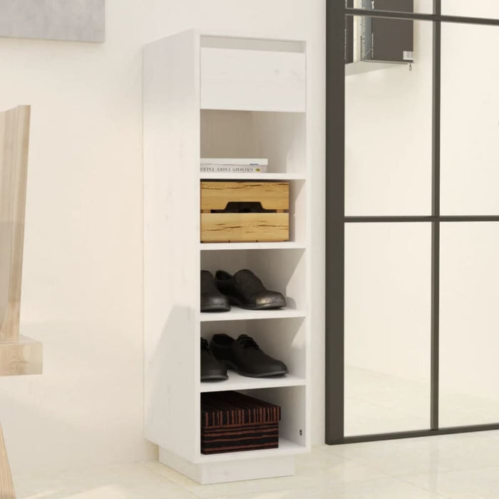 Shoe Cabinet White 34x30x105 Cm Solid Wood Pine Notppl