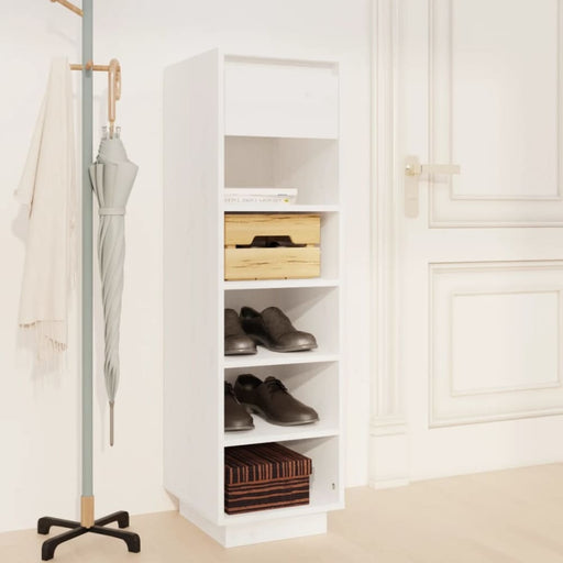 Shoe Cabinet White 34x30x105 Cm Solid Wood Pine Notppl