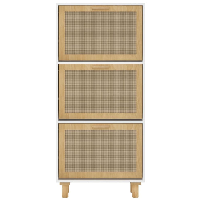 Shoe Cabinet White 52x25x115 Cm Engineered Wood and Natural