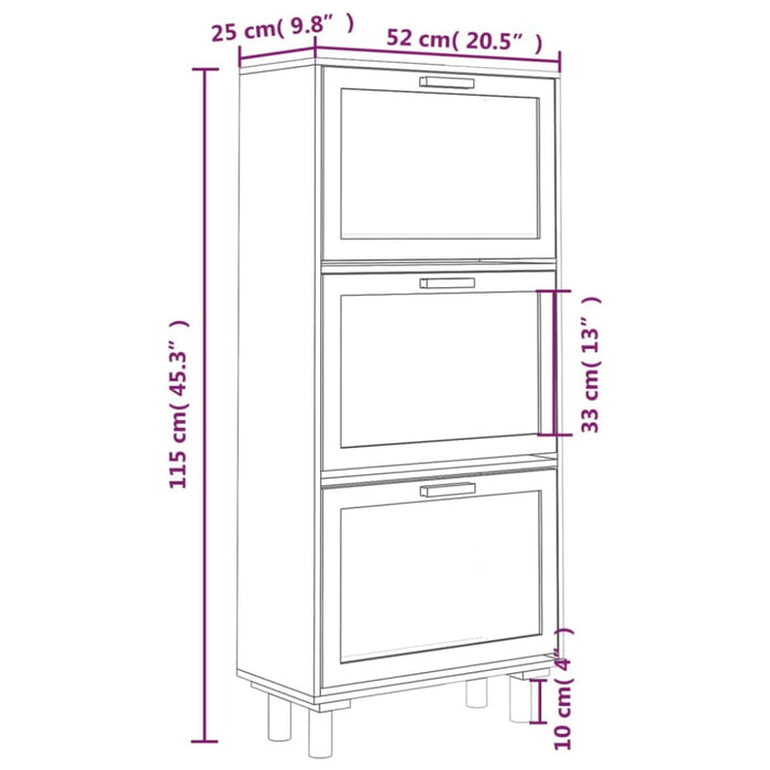 Shoe Cabinet White 52x25x115 Cm Engineered Wood and Natural