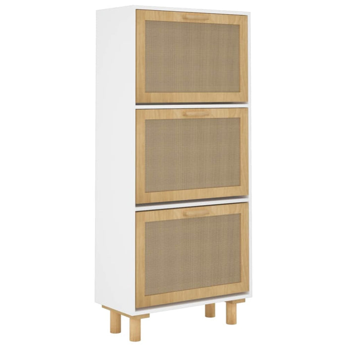 Shoe Cabinet White 52x25x115 Cm Engineered Wood and Natural