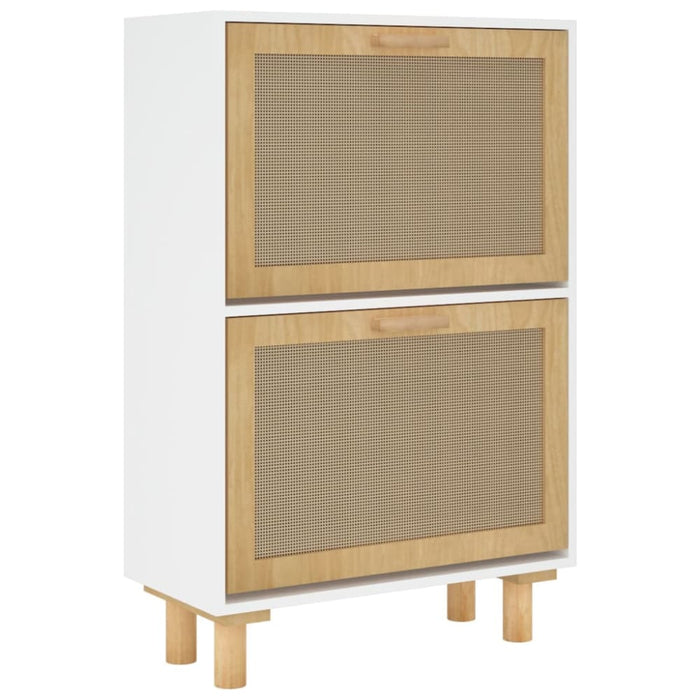 Shoe Cabinet White 52x25x80 Cm Engineered Wood and Natural