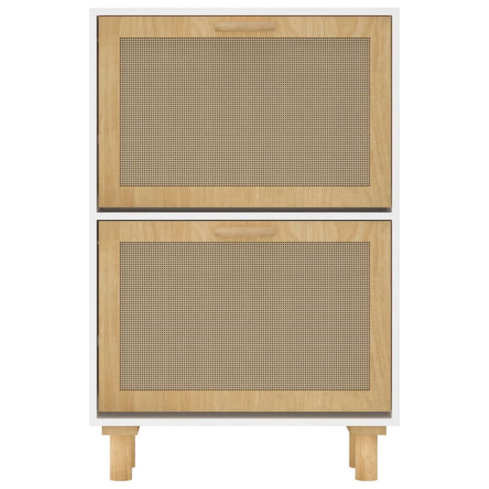 Shoe Cabinet White 52x25x80 Cm Engineered Wood and Natural