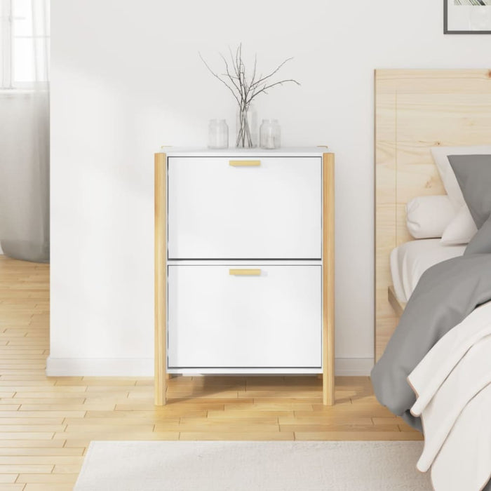 Shoe Cabinet White 57.5x33x80 Cm Engineered Wood Taplna