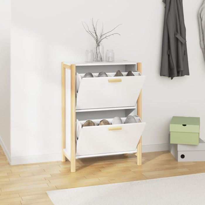 Shoe Cabinet White 57.5x33x80 Cm Engineered Wood Taplna