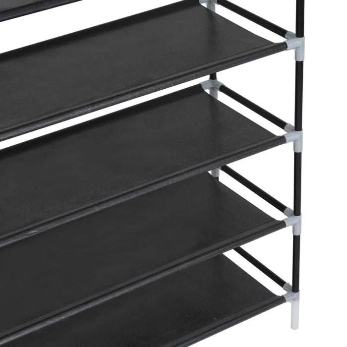 Shoe Rack With 10 Shelves Metal And Non-woven Fabric Black