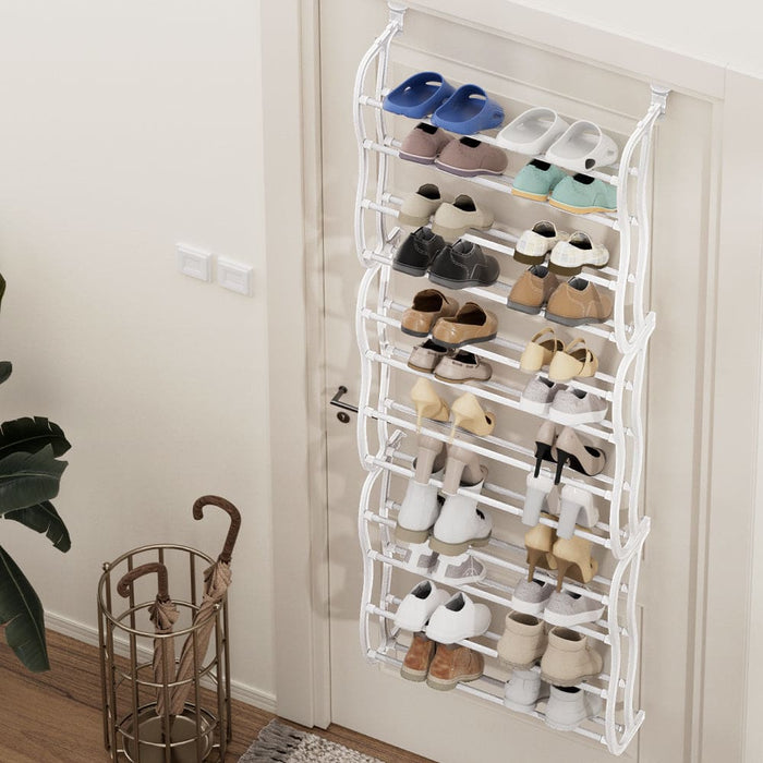 Goslash Picks Shoe Rack 12-tier 24 Pairs Wall Mounted Metal