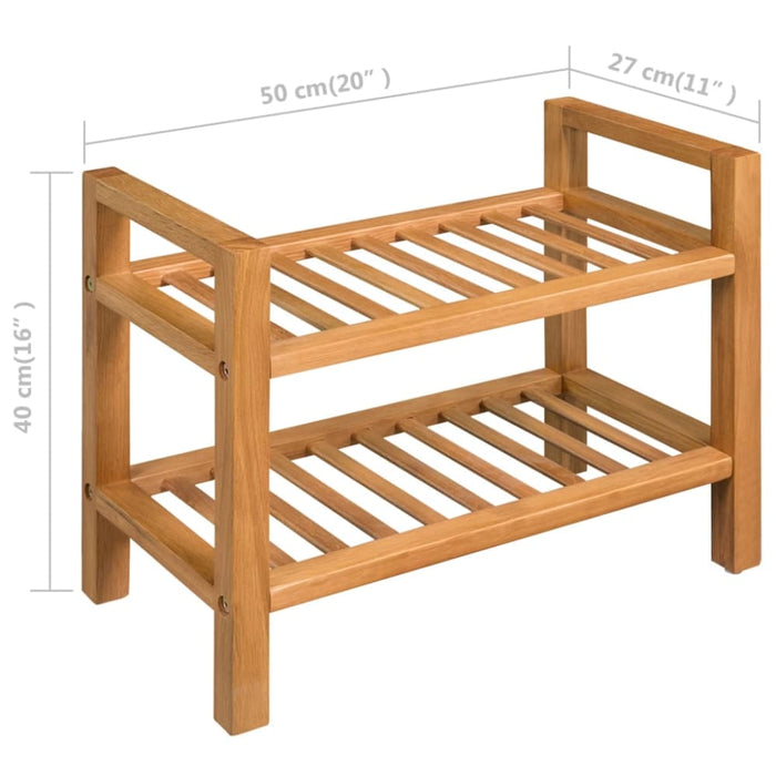 Shoe Rack with 2 Shelves 50x27x40 Cm Solid Oak Wood Xaaxbn