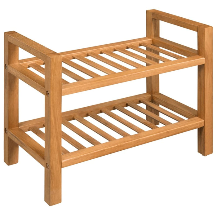 Shoe Rack with 2 Shelves 50x27x40 Cm Solid Oak Wood Xaaxbn