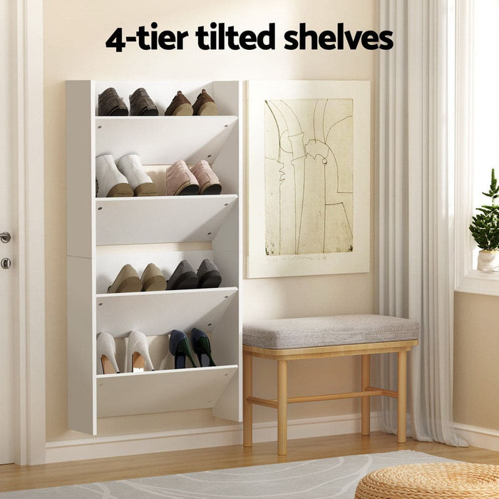 Goslash Picks Shoe Rack 2-tier 12 Pairs Wall Mounted X2