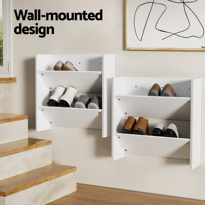Goslash Picks Shoe Rack 2-tier 12 Pairs Wall Mounted X2