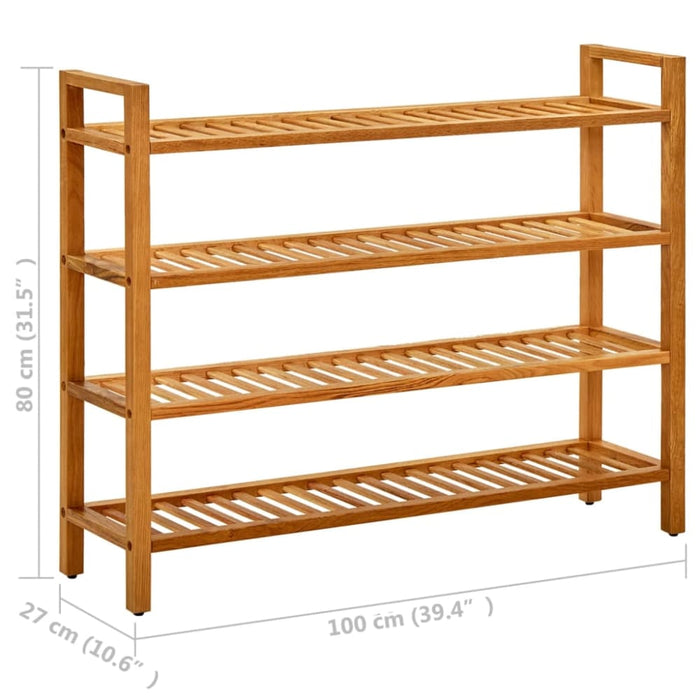 Shoe Rack with 4 Shelves 100x27x80 Cm Solid Oak Wood Ttoipb