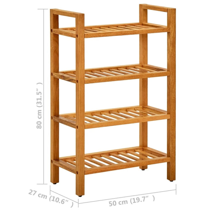 Shoe Rack with 4 Shelves 50x27x80 Cm Solid Oak Wood Ttoial