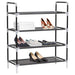 Shoe Rack with 4 Shelves Metal and Non-woven Fabric Black
