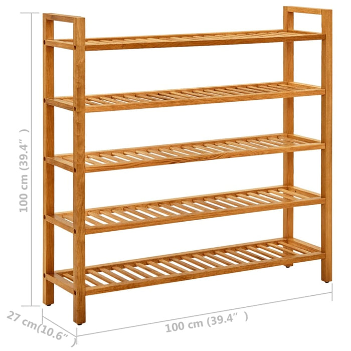 Shoe Rack with 5 Shelves 100x27x100 Cm Solid Oak Wood Ttoipo