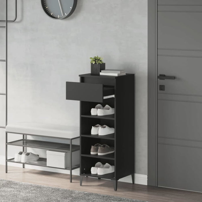 Shoe Rack Black 40x36x105 Cm Engineered Wood Nokino