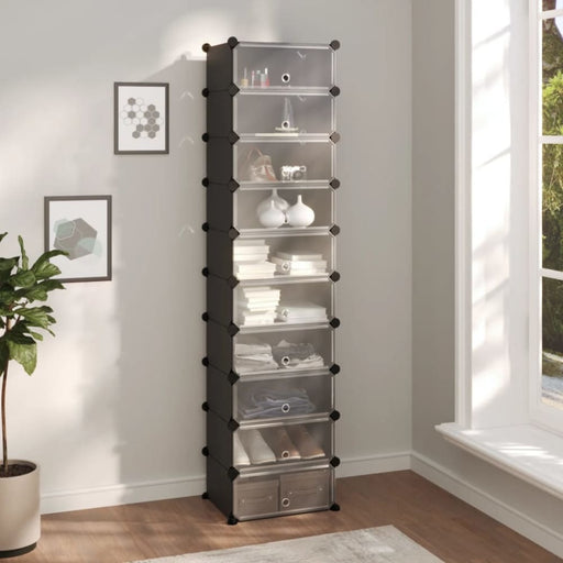 Shoe Rack Black 44x32x174 Cm Pp Tabplb