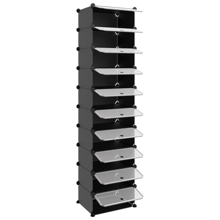 Shoe Rack Black 44x32x174 Cm Pp Tabplb