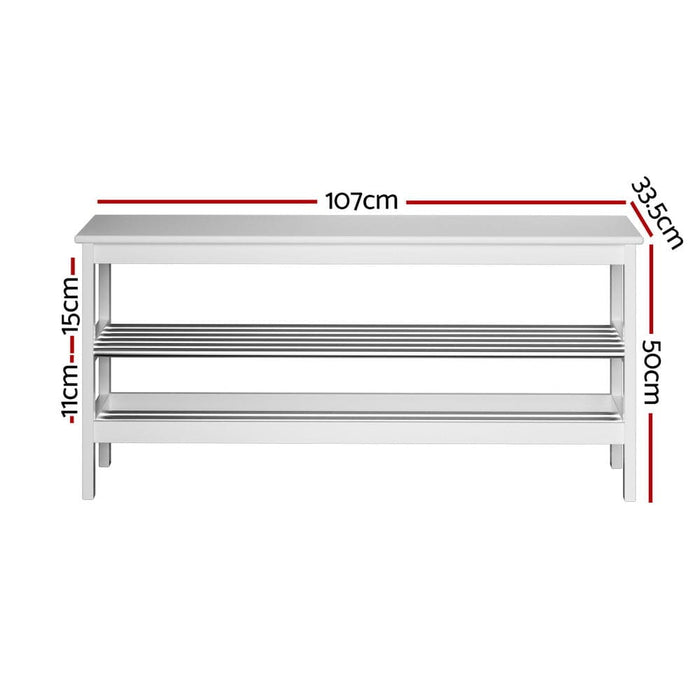 Shoe Rack Cabinet Bamboo Bench 10 Paris White