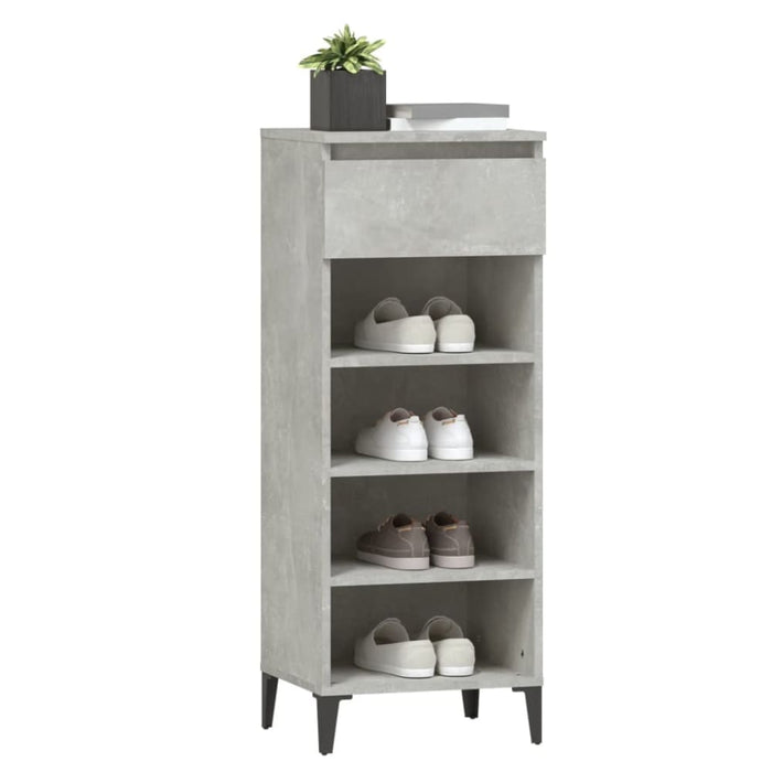 Shoe Rack Concrete Grey 40x36x105 Cm Engineered Wood Nokina