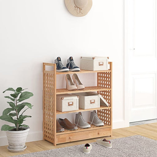 Shoe Rack with Drawer 70x27x81 Cm Solid Wood Walnut Tpbtpk