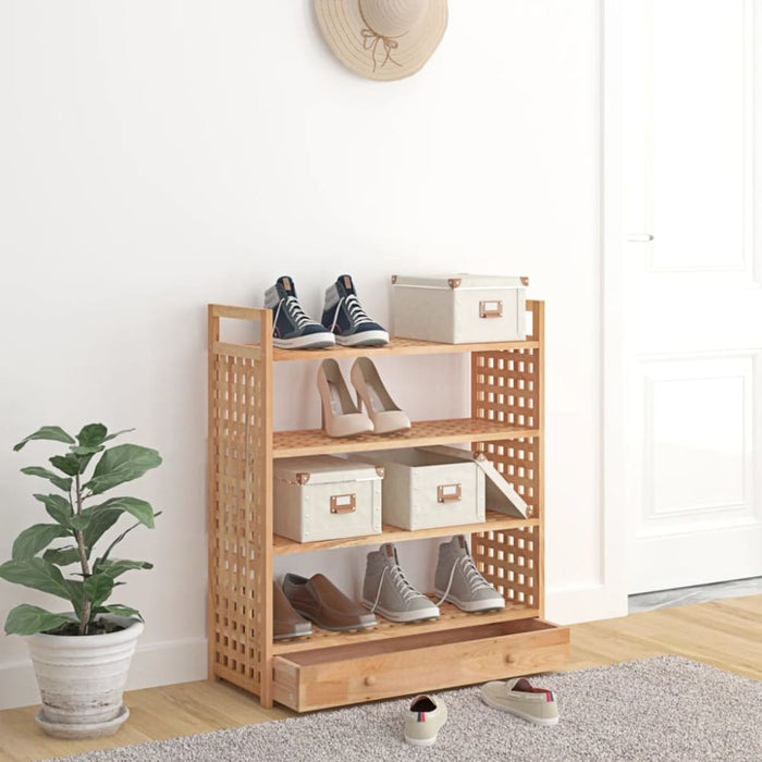Shoe Rack with Drawer 70x27x81 Cm Solid Wood Walnut Tpbtpk