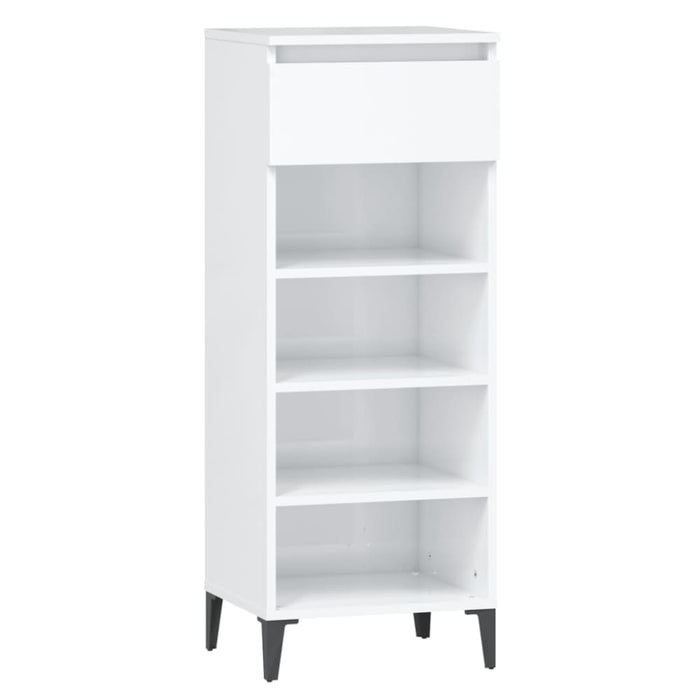 Shoe Rack Glossy Look White 40x36x105 Cm Engineered Wood