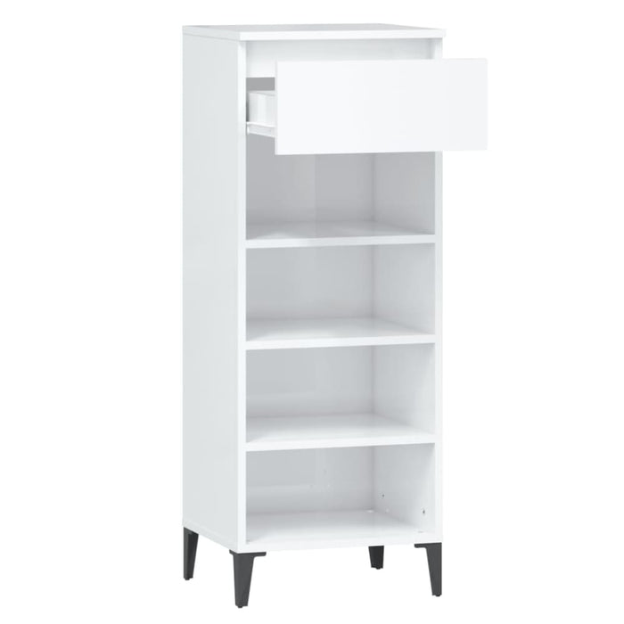 Shoe Rack Glossy Look White 40x36x105 Cm Engineered Wood