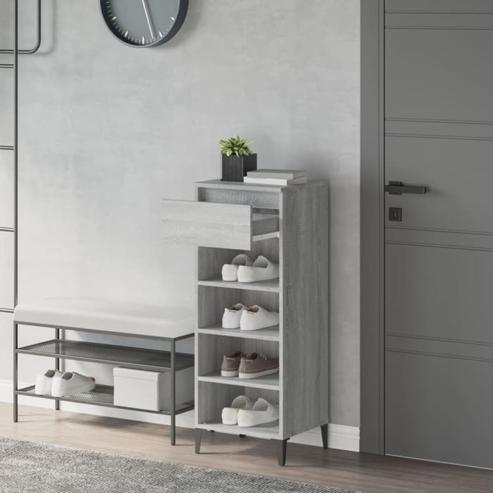 Shoe Rack Grey Sonoma 40x36x105 Cm Engineered Wood Nokinl