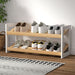 Shoe Rack Wooden Storage 2 Tier Tilted Shelves Stand