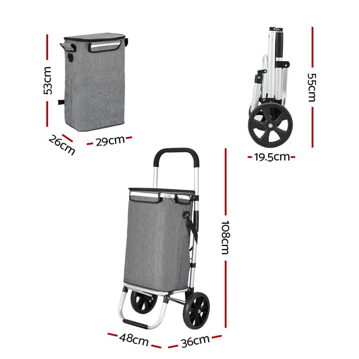 Goslash Picks Shopping Trolley Cart 45kg Foldable Grey