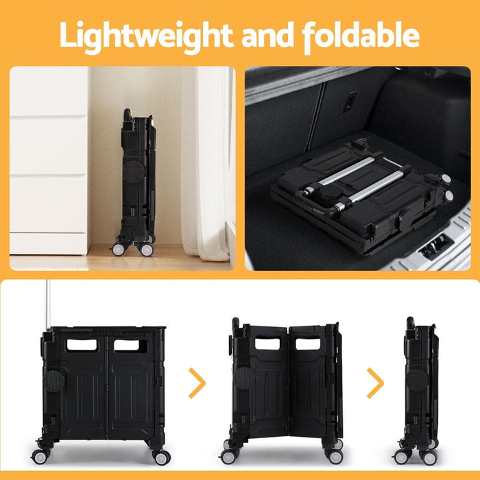 Shopping Trolley Cart 75l Foldable Black