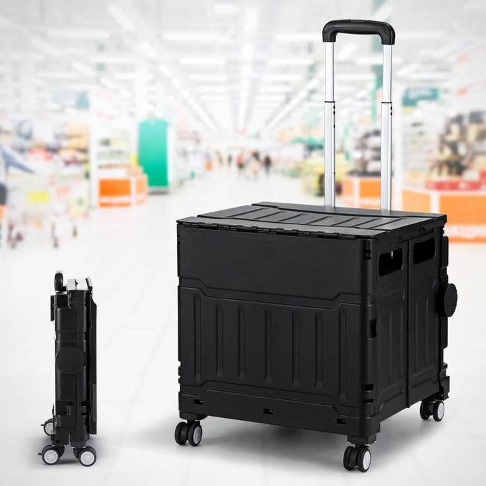 Shopping Trolley Cart 75l Foldable Black