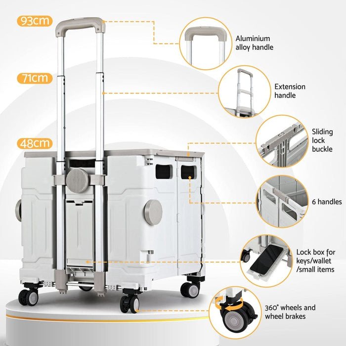 Shopping Trolley Cart 75l Foldable White