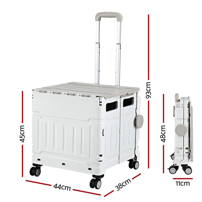 Shopping Trolley Cart 75l Foldable White