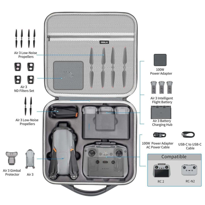 Shoulder Storage Bag Pu Handbag For Dji Air 3 / Rc 2 / Rc-n2