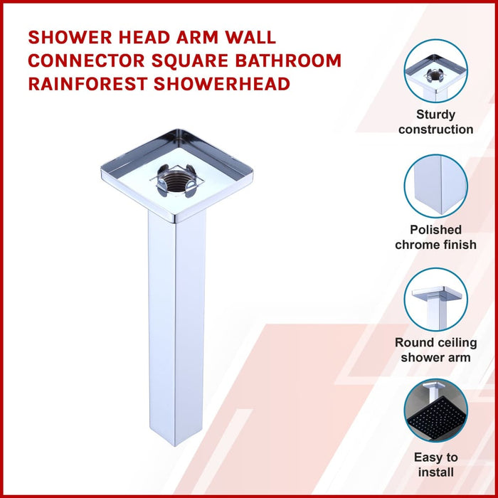 Shower Head Arm Wall Connector Square Bathroom Rainforest